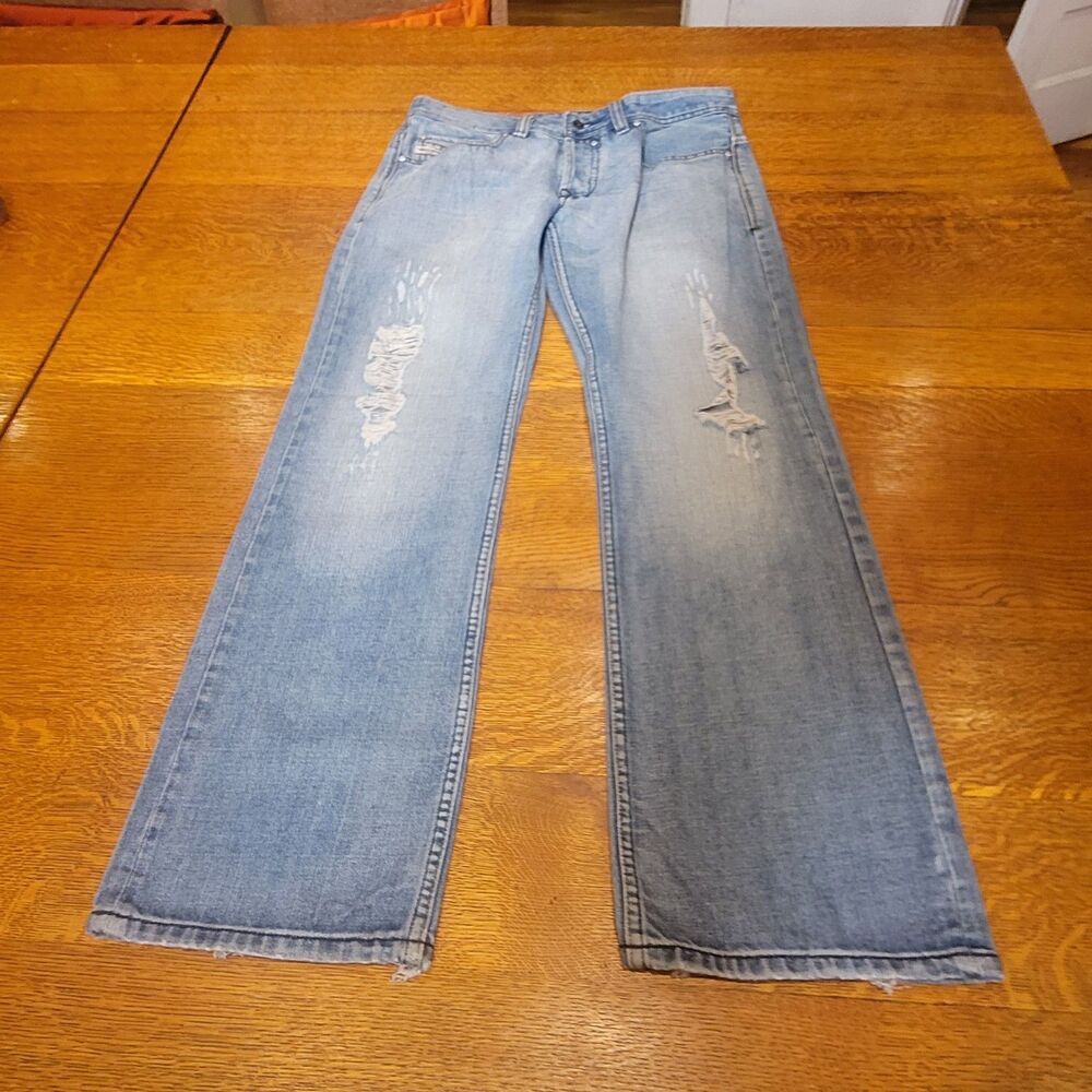 Diesel Safado Jeans Mens Distressed Blue Denim 100% Cotton Made in Italy